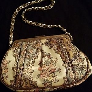 Naturalizer white satin purse with floral design