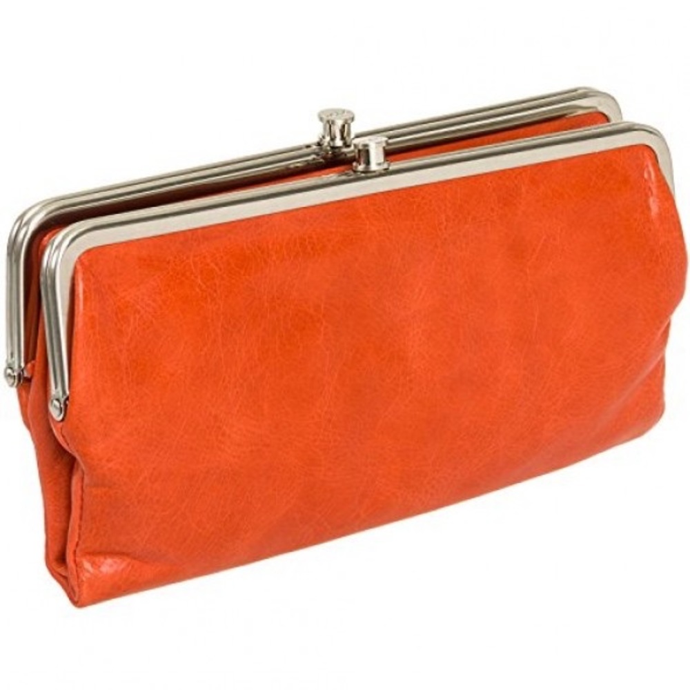 NEW Hobo Int. Coral Orange Leather Clutch Wallet