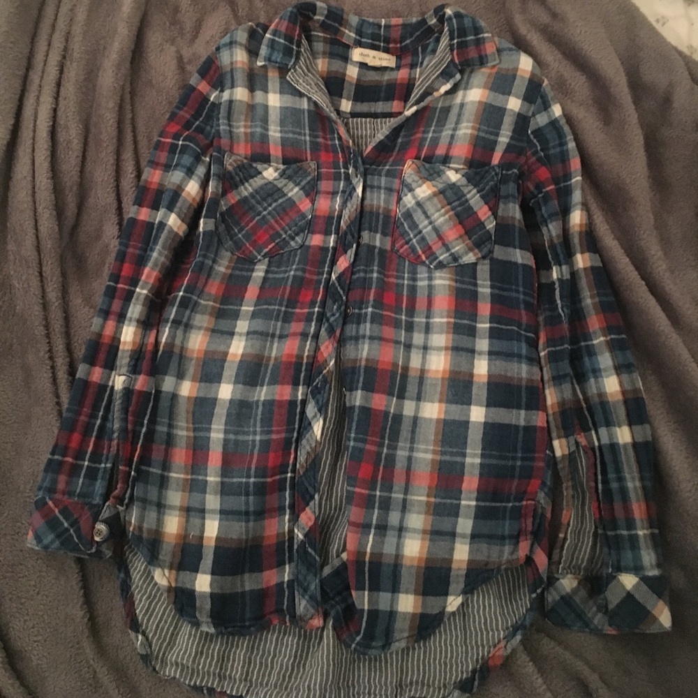 Anthropologie Red, White, and Blue Flannel