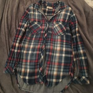 Anthropologie Red, White, and Blue Flannel