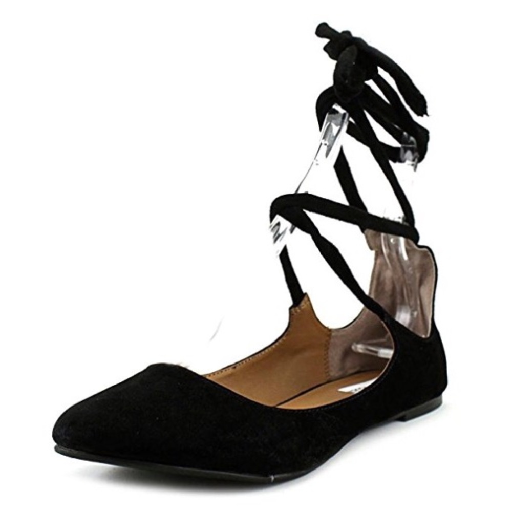 Steve Madden Bebett Black Suede Lace up Ballerina - Picture 4 of 6