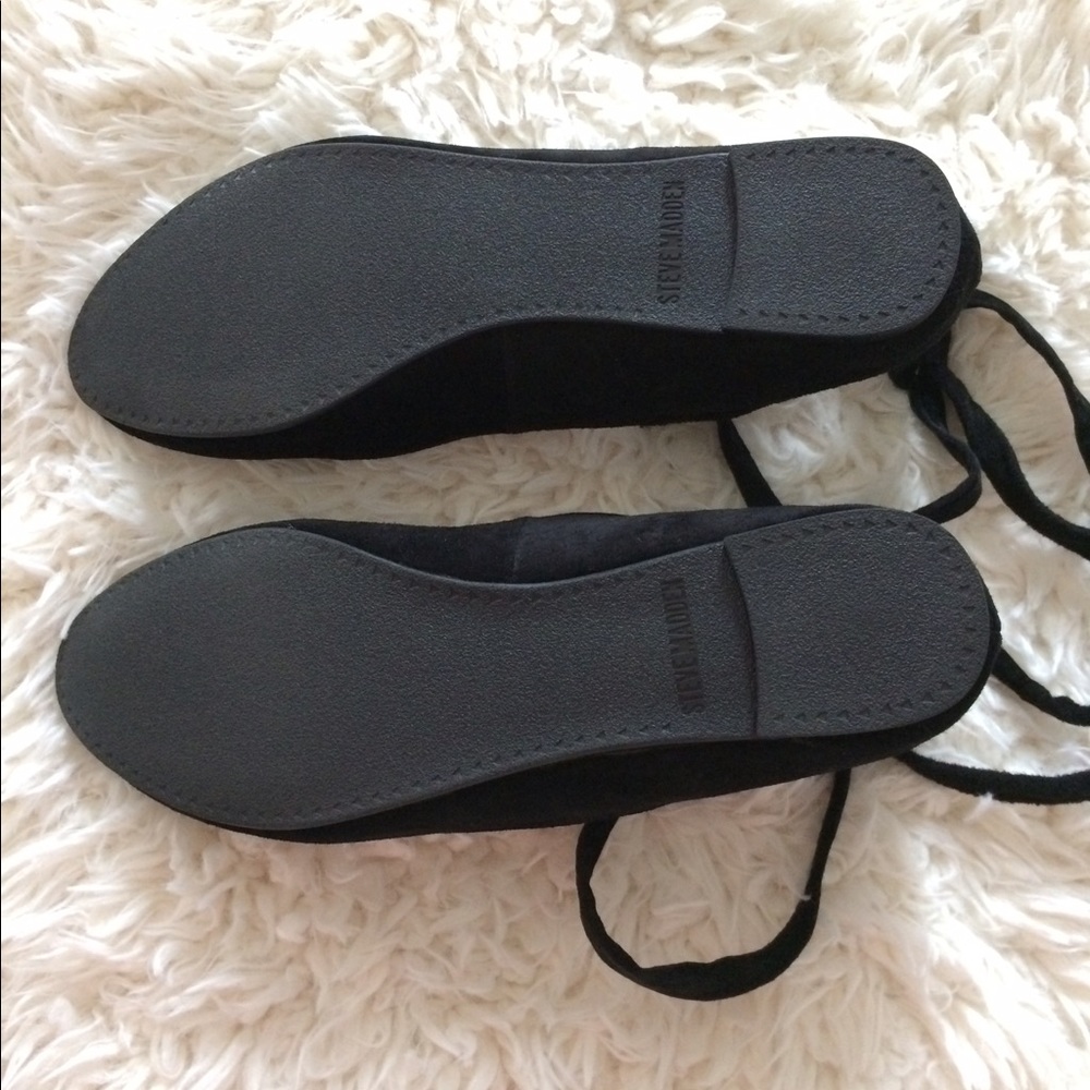 Steve Madden Bebett Black Suede Lace up Ballerina - Picture 3 of 6