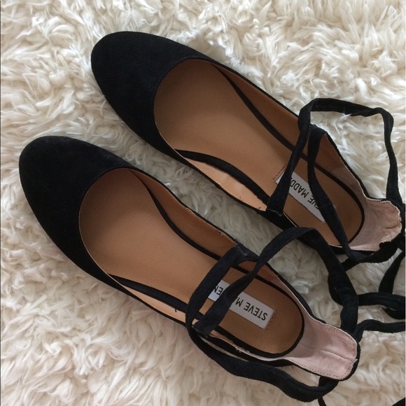Steve Madden Shoes - Steve Madden Bebett Black Suede Lace up Ballerina