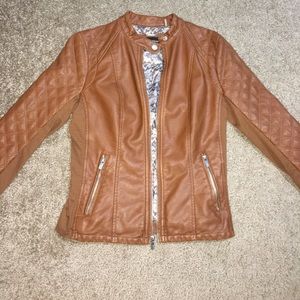 NWOT Brown Leather Black Rivet Jacket