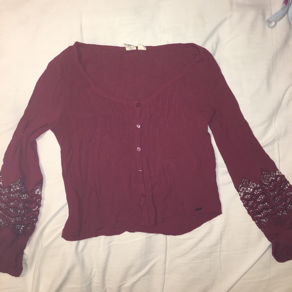 Maroon long sleeve blouse