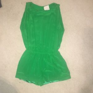Silk Green Romper with Keyhole back
