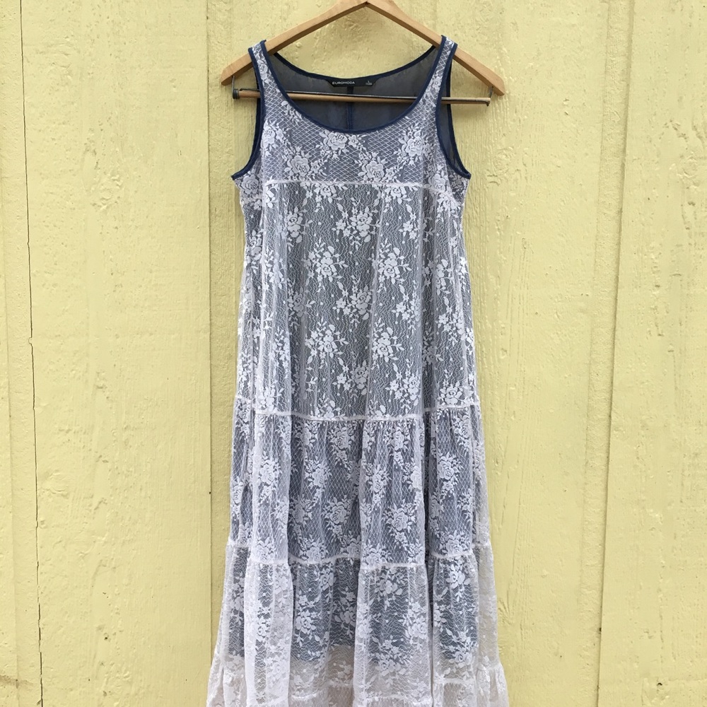 Teal and Lace by Euro Moda Maxi Dress