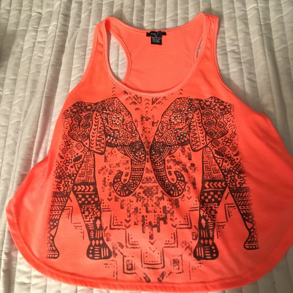 Orange elephant over shirt
