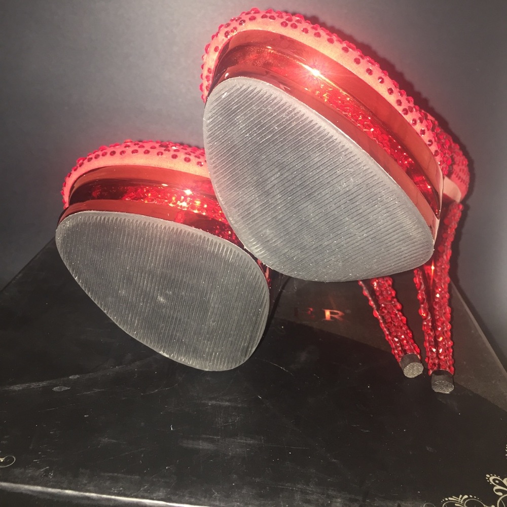 Pleaser Red Rhinestone Embellished Dual Platform - Picture 4 of 8