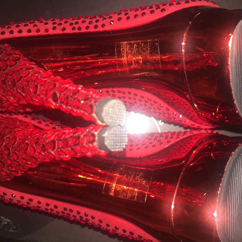 Pleaser Red Rhinestone Embellished Dual Platform - Picture 5 of 8