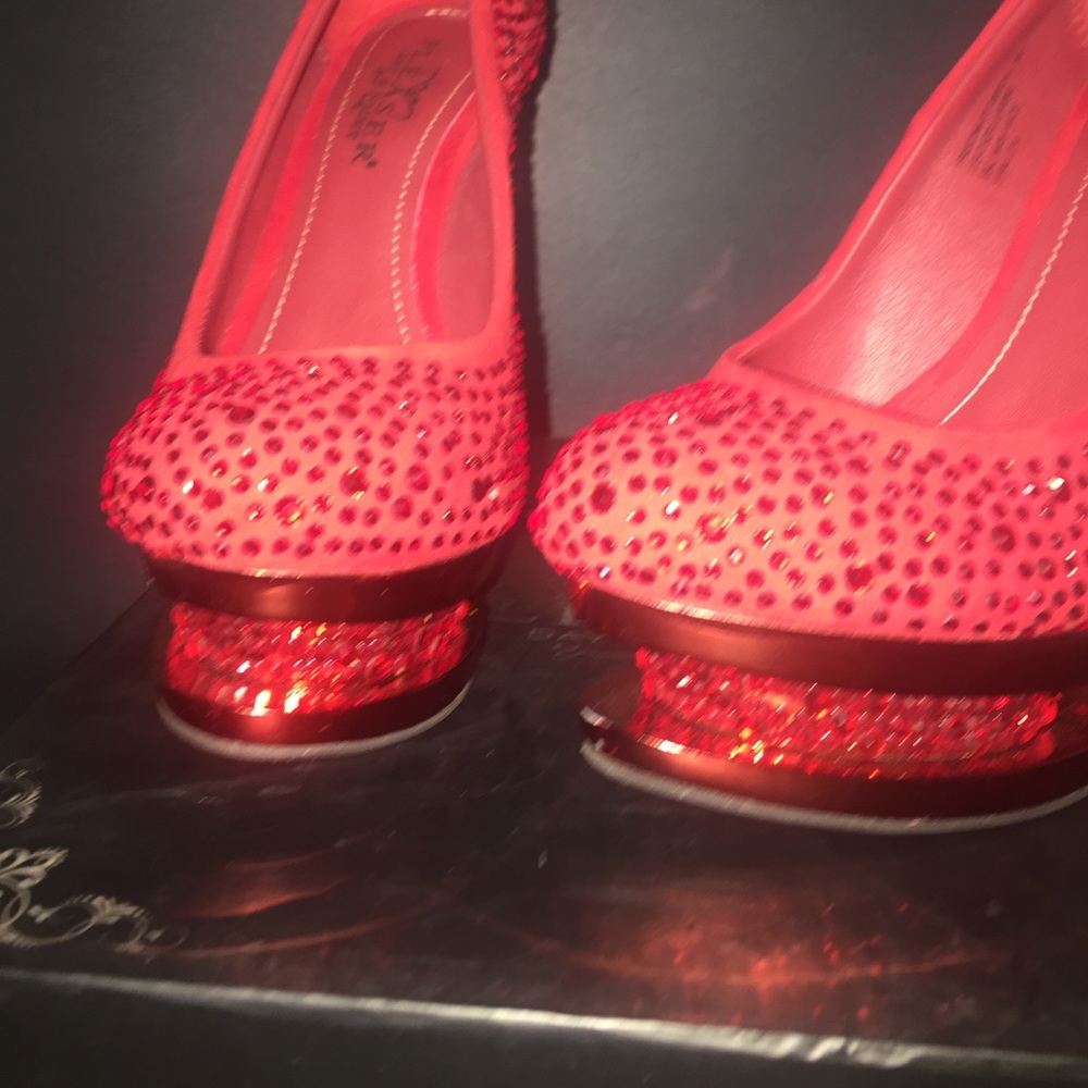 Pleaser Red Rhinestone Embellished Dual Platform - Picture 6 of 8