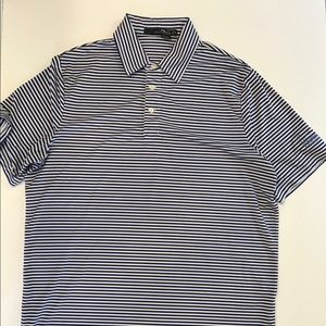 RLX Ralph Lauren White Navy Striped Golf Polo Sz M
