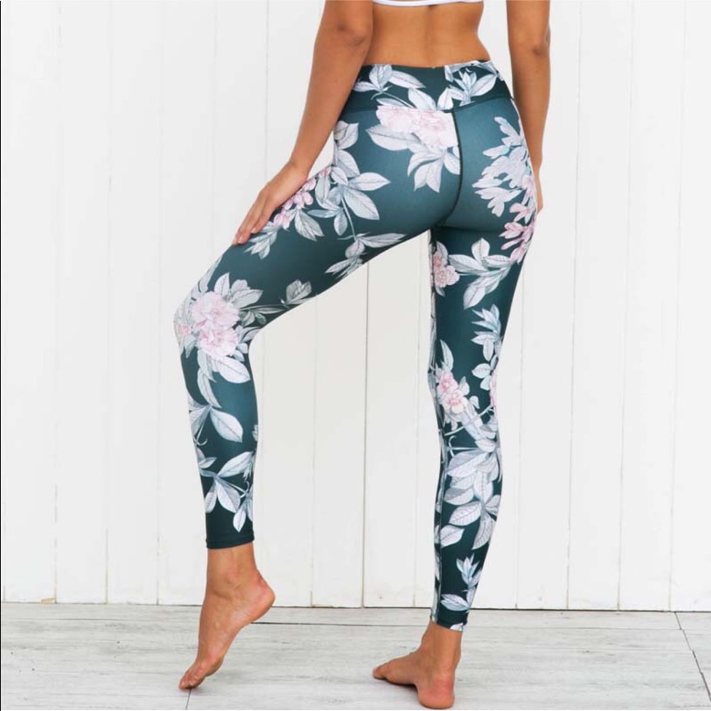 Ivana floral workout leggings yoga pants - Picture 2 of 5