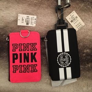 PINK Collegiate lanyard wallets