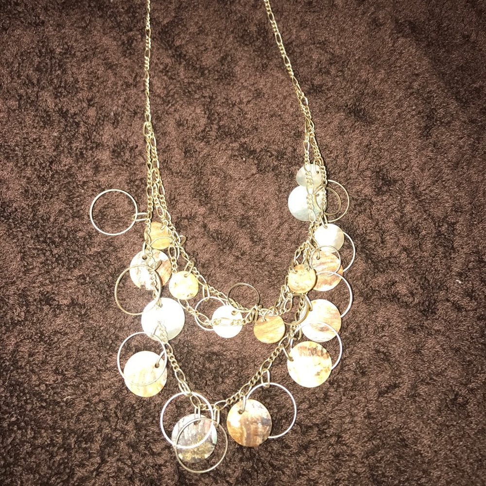 Abalone and silver tone necklace