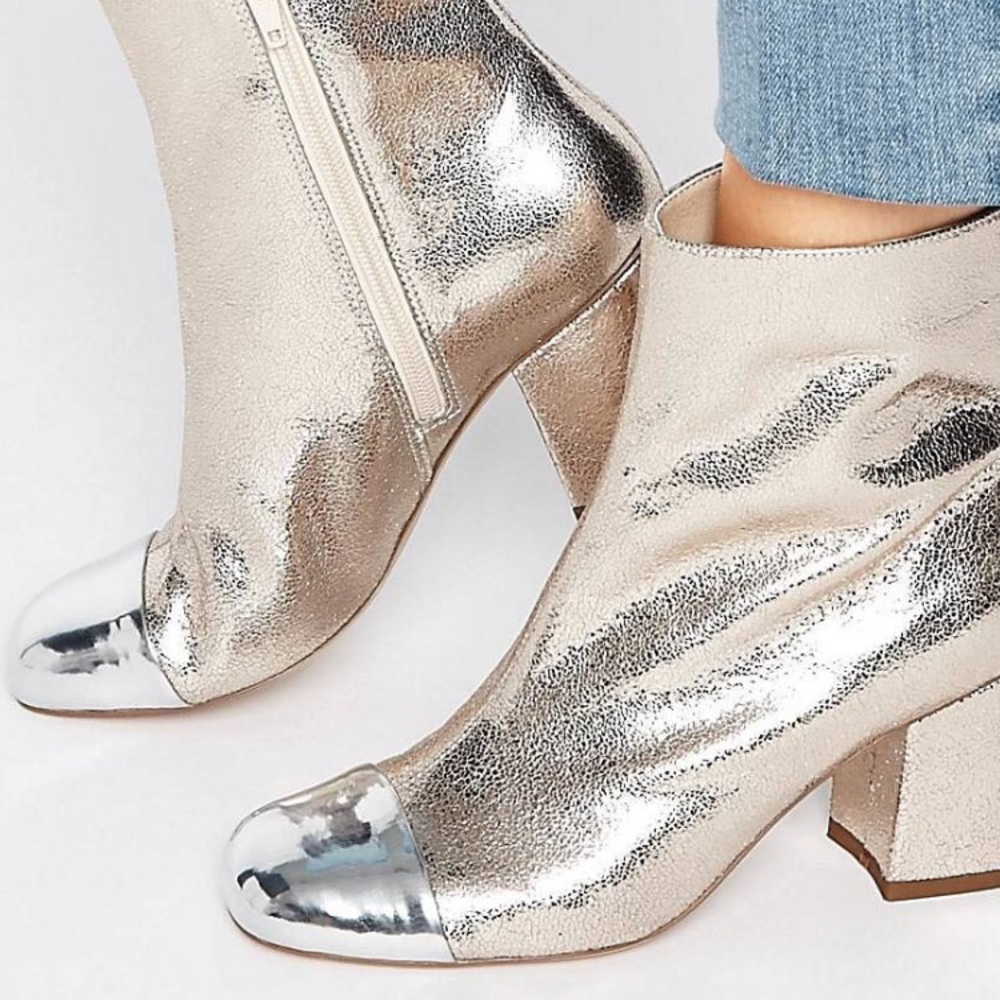 NWOT metallic booties