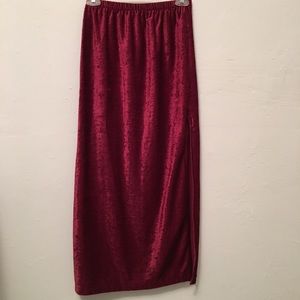Red velvet skirt