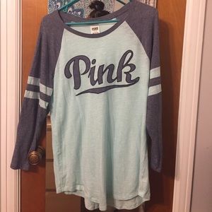 VS PINK Quarter Sleeve Baseball Tee