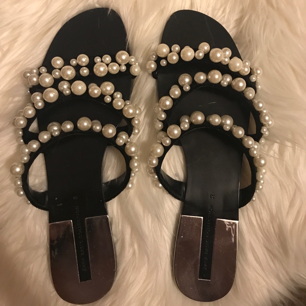 Zara pearl flip flops