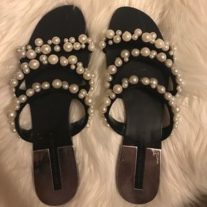 Zara pearl flip flops