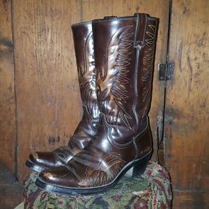 Leather Cowboy Cowgirl Eagle Wrangler Boots