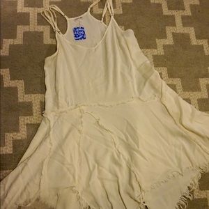 Free People Ivory Tattered Up Shred Slip Dress