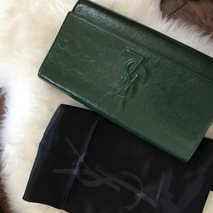 YSL Green Patent Leather Clutch