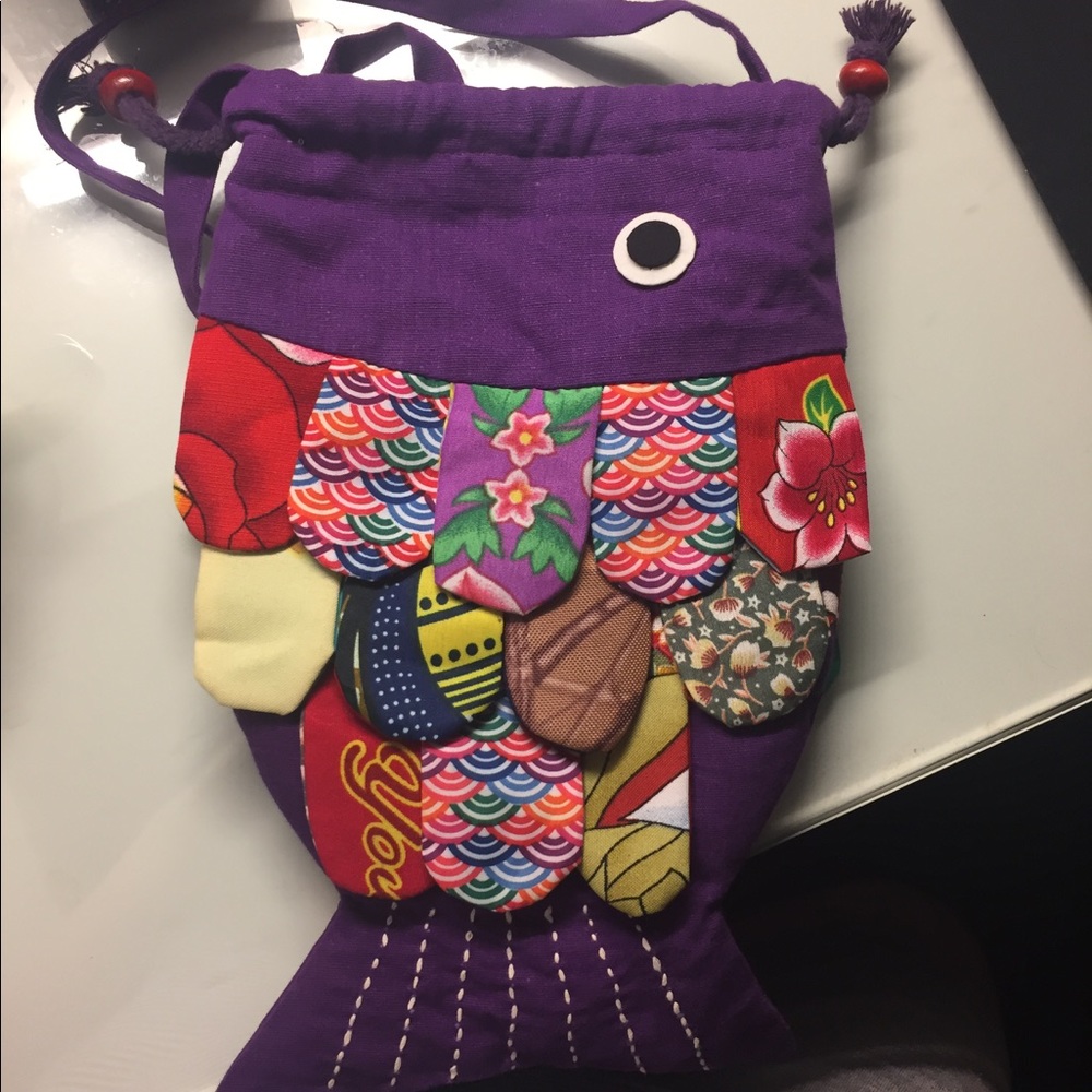 Purple fish cross body bag