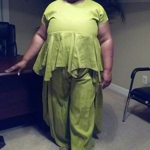 🔥🔥Lime Green Linen 2 Pc Pantset🔥🔥