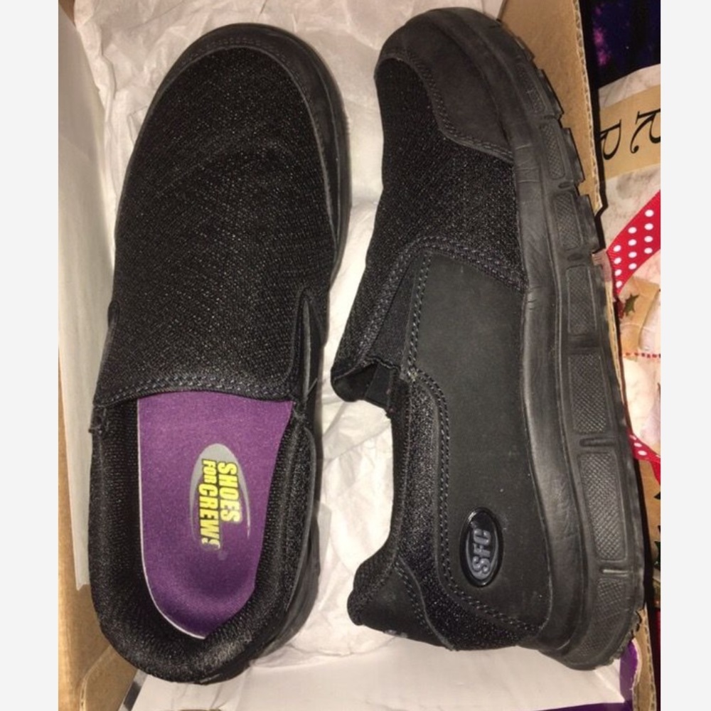 NEW Black Shoes for Crews Mesh Slip on's Non Slip