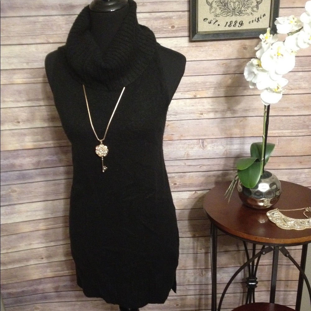 Black cowl neck tunic sweater