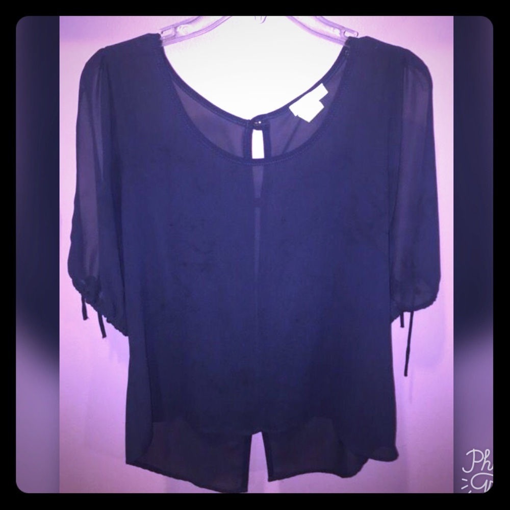 Dark blue mesh, half sleeve blouse