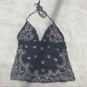 Navy blue bandana halter top
