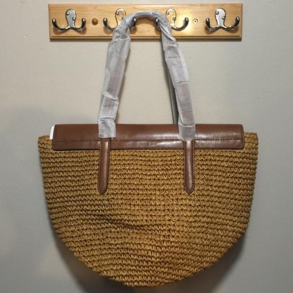 Michael Kors Naomi Straw and Leather Handbag - Picture 8 of 8