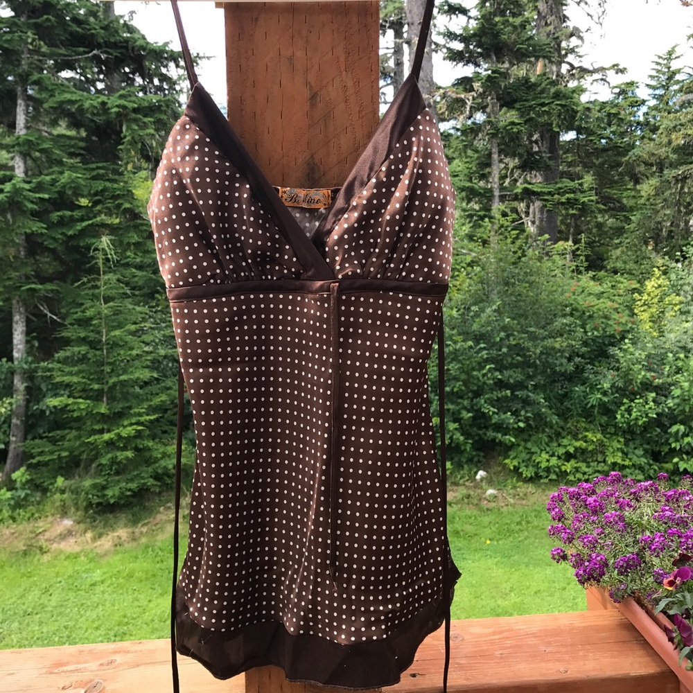 Brown Polk a dot tank