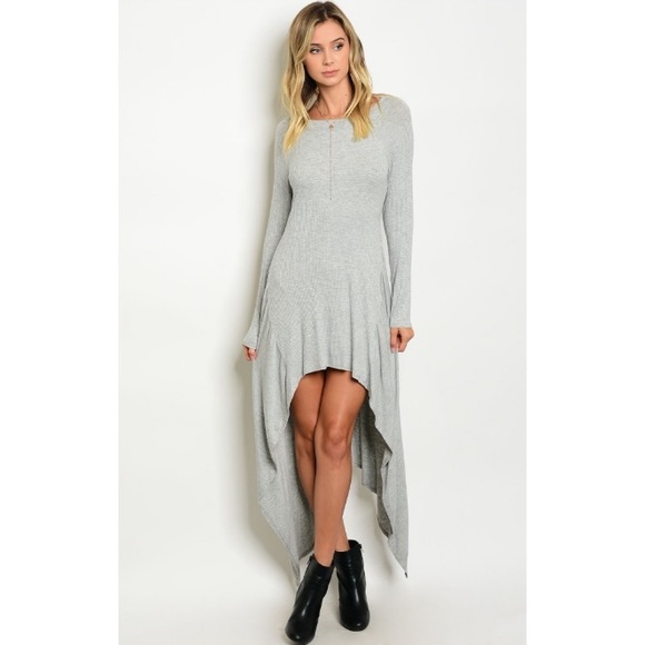 🎉CLEARANCE🎉Burgundy Long Sleeve Asymmetric Dress - Picture 5 of 6