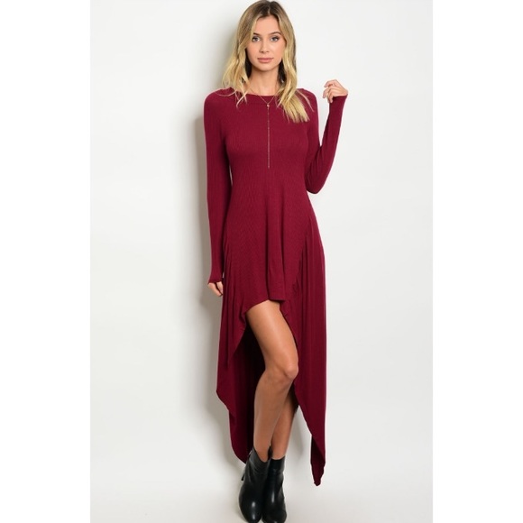 🎉CLEARANCE🎉 Gray Long Sleeve Asymmetric Dress - Picture 6 of 7