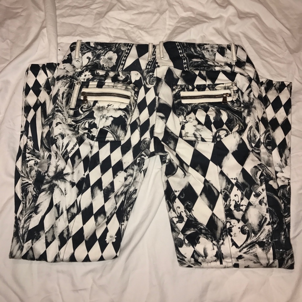 BALMAIN BLACK/WHITE PRINTED JEANS - Picture 4 of 6