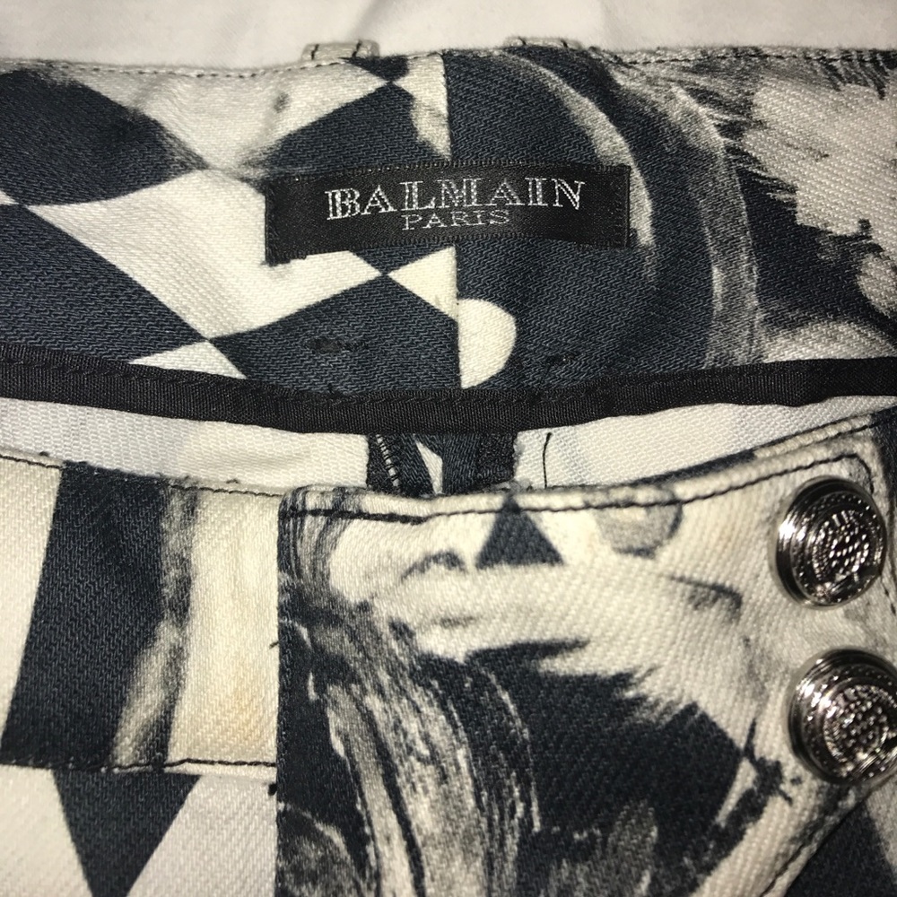 BALMAIN BLACK/WHITE PRINTED JEANS - Picture 6 of 6