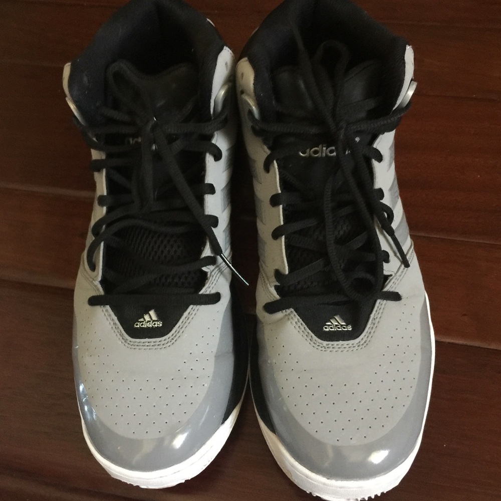 Mans Adidas  gray black hightop sneaker