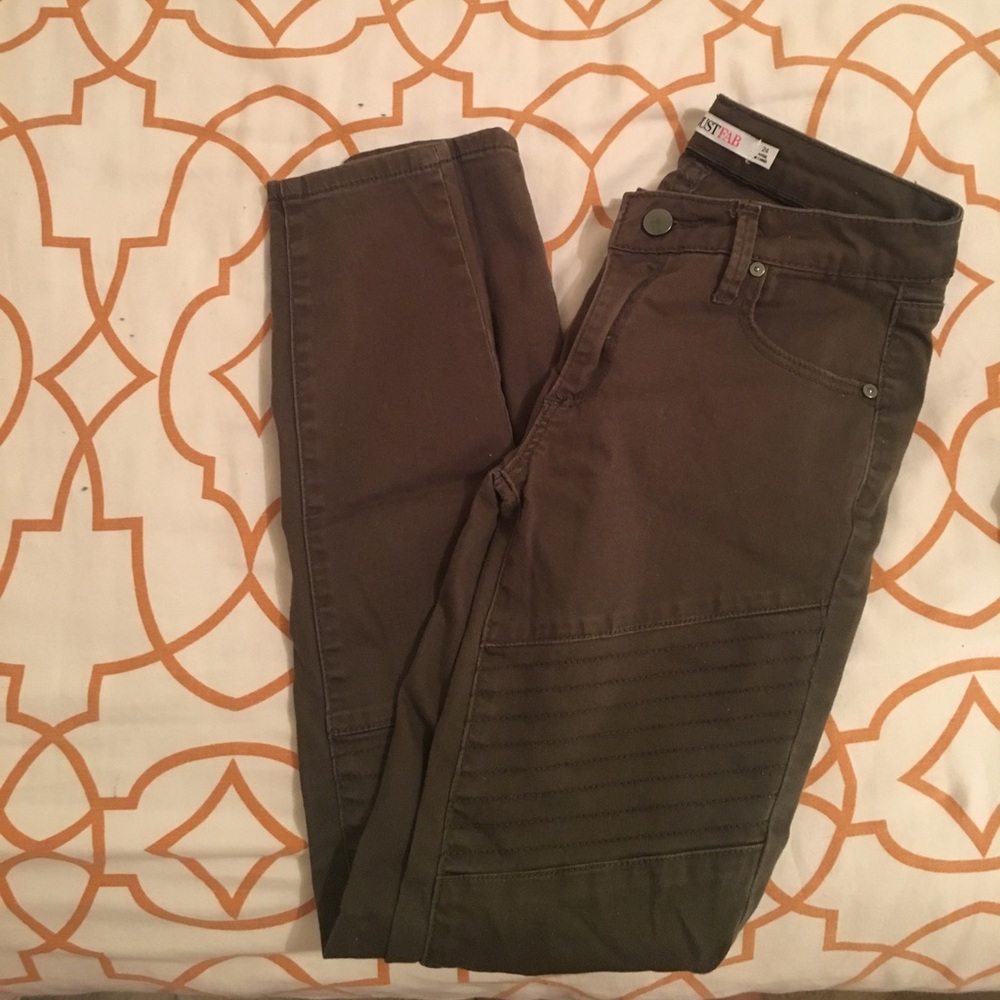 Olive Green Moto style jeggings