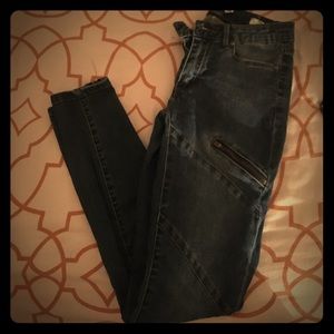 Moto style denim jeggings
