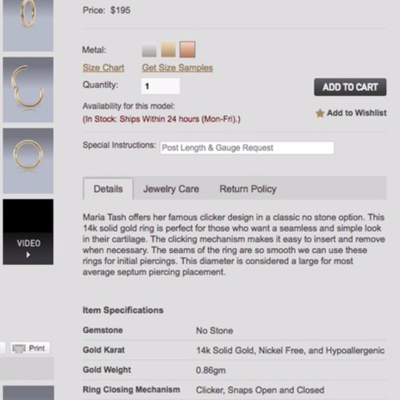 . {MARIA TASH} Rose gold 14 gauge 3/8" clicker - Picture 5 of 8