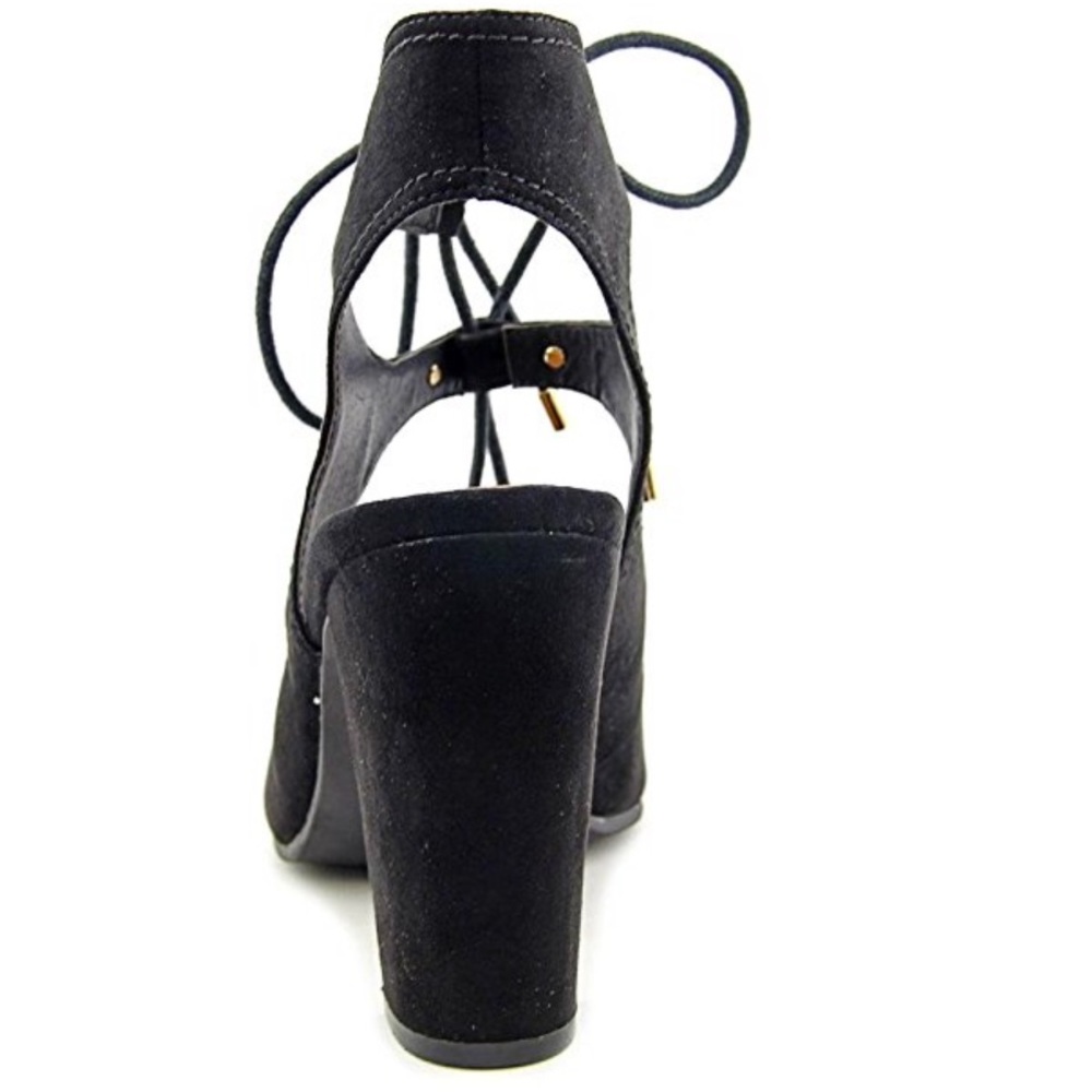 NIB Black Lace Up Peep Toe Platform Heel Pump - Picture 5 of 5
