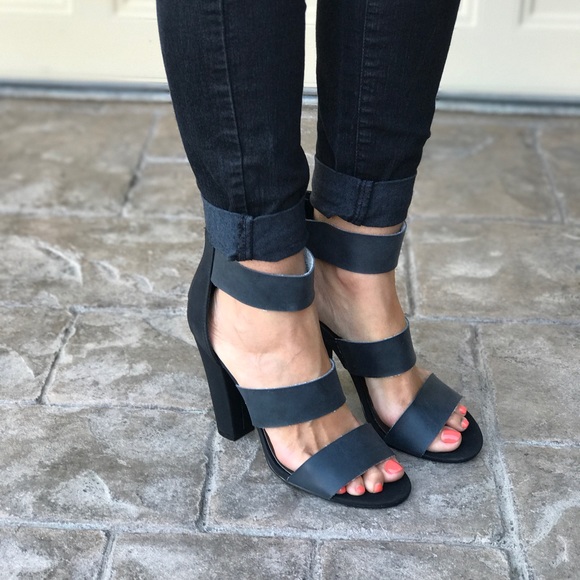 Mat Black Soft Distressed Three Strap Sandal - Picture 6 of 8
