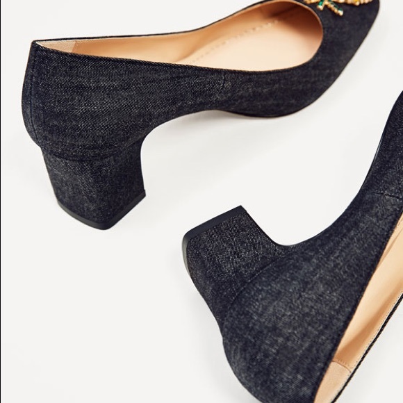Zara denim mid heel pineapple shoes - Picture 3 of 4