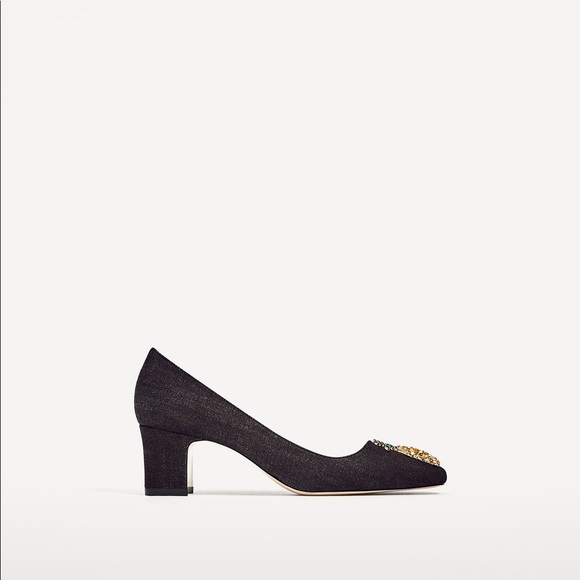 Zara denim mid heel pineapple shoes - Picture 4 of 4