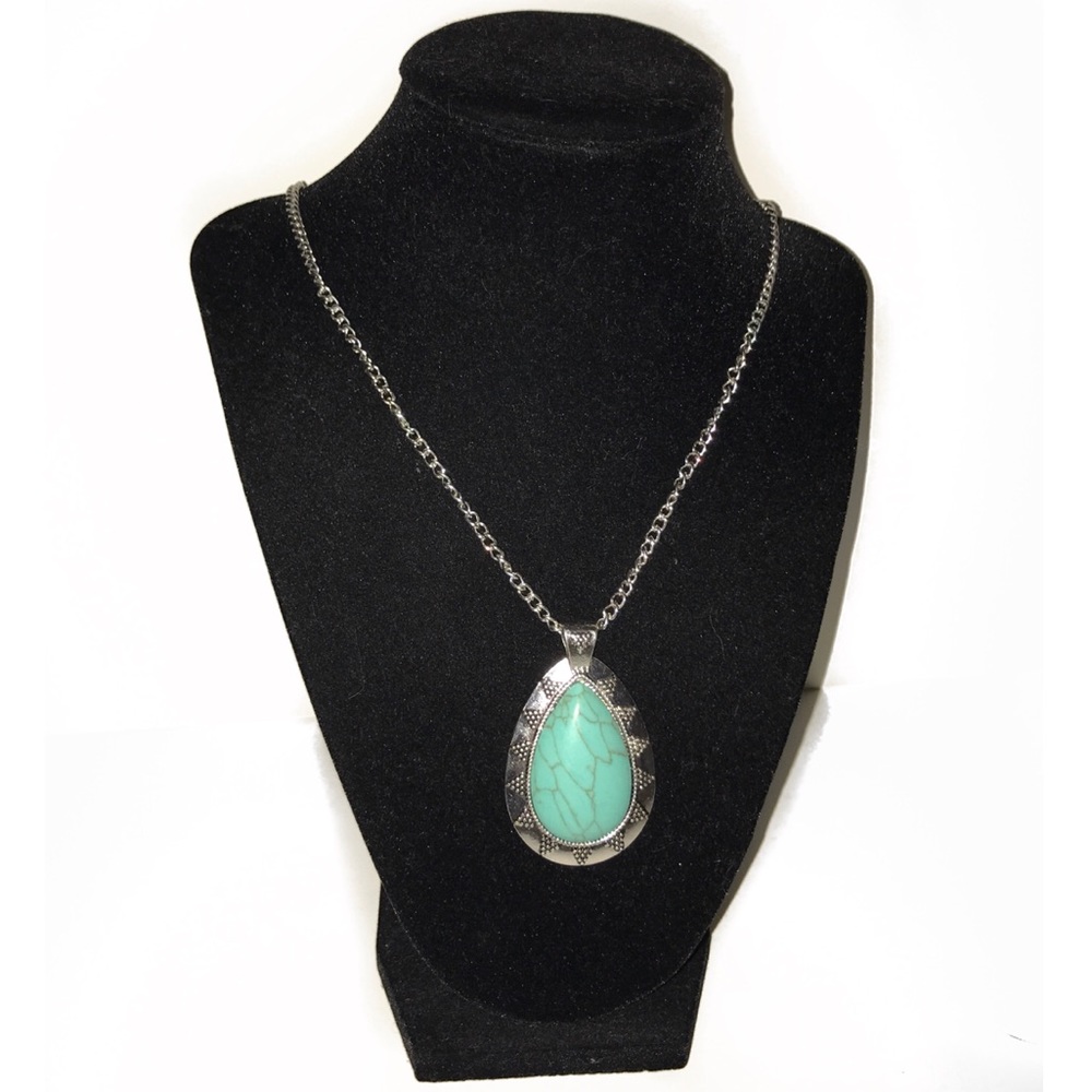 Turquoise Resin Stone Statement Necklace