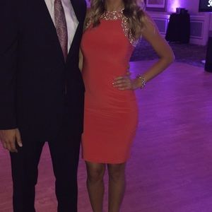 Embellished Coral Formal Dress
