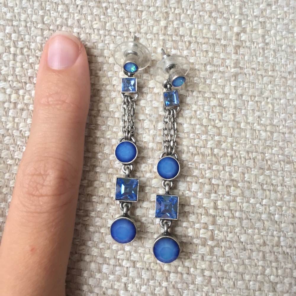Blue stone hanging earrings
